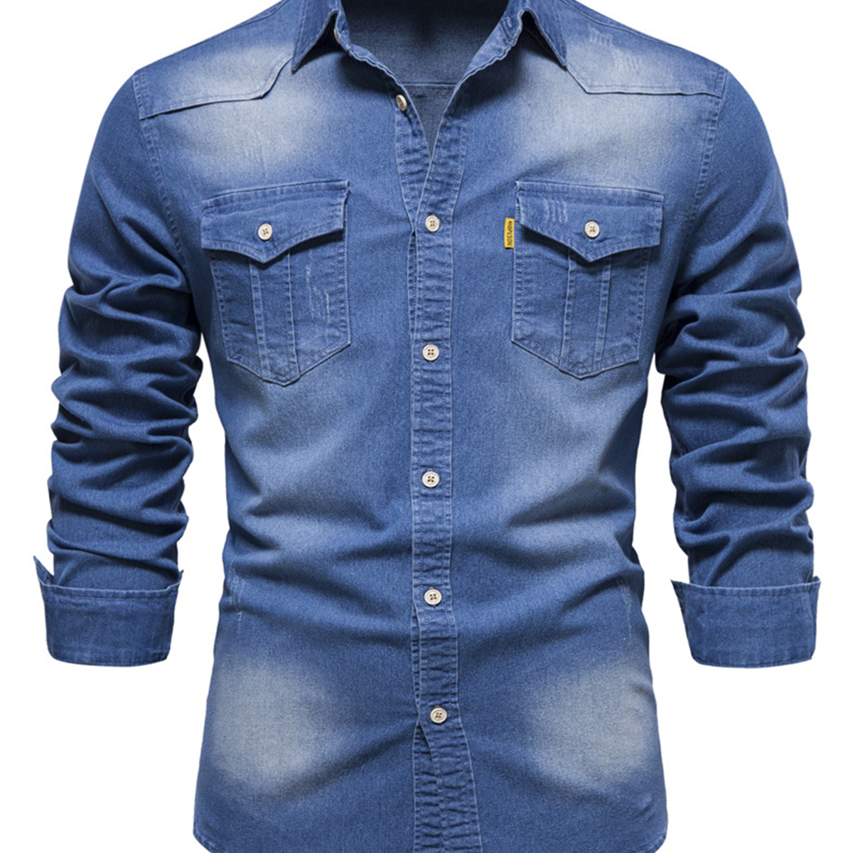 Lässiges Langarm Jeanshemd für Herren