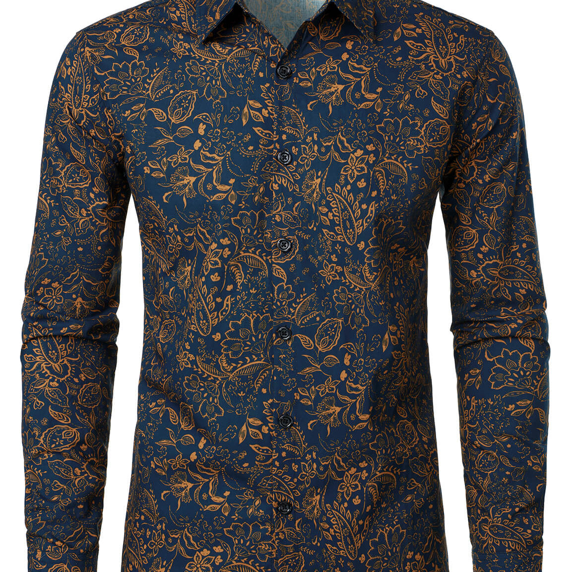 Herren Langärmliges Baumwollhemd mit Paisley-Print