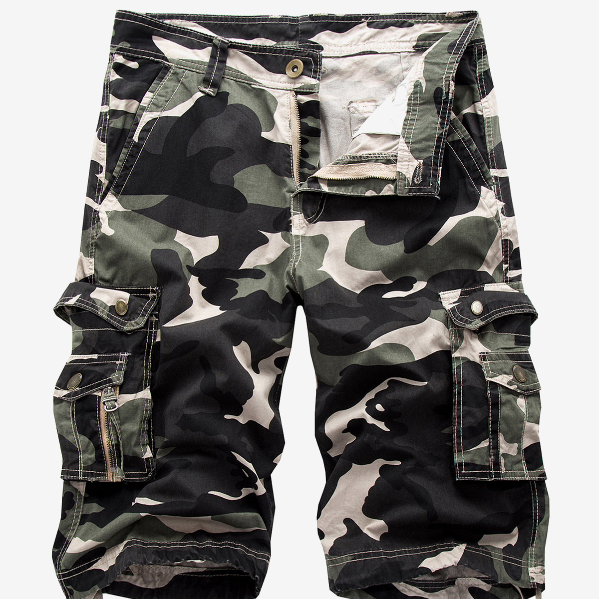 Herren-Shorts aus Baumwolle in Übergröße mit Tarnmuster