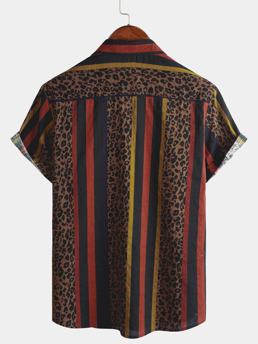 DENGJIAMY Herren Hawaii Hemd Kurzarm - Gestreiftes Sommerhemd Für Strand & Urlaub