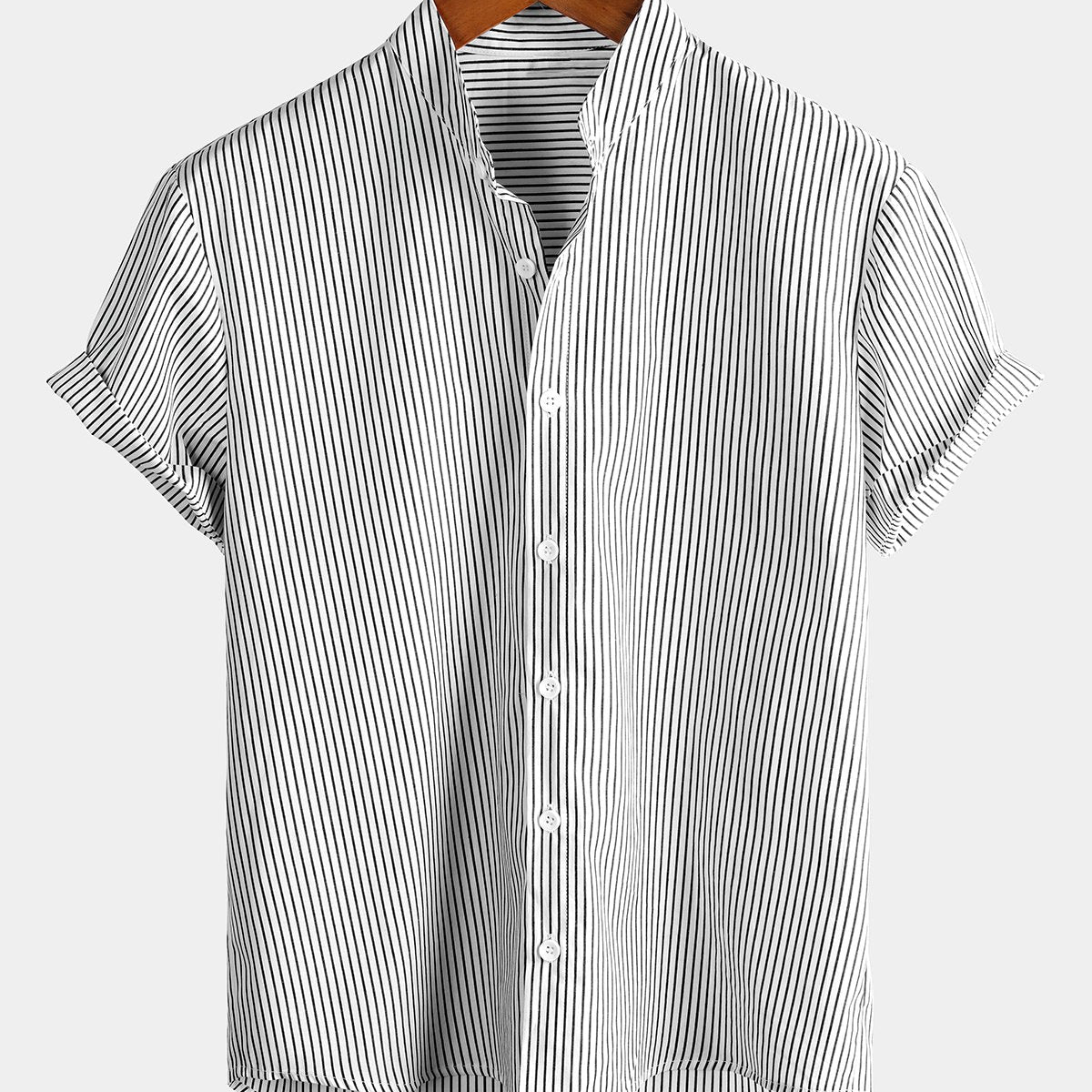 Herren Baumwolle Kurzärmliges Henley-Kragen Hemd