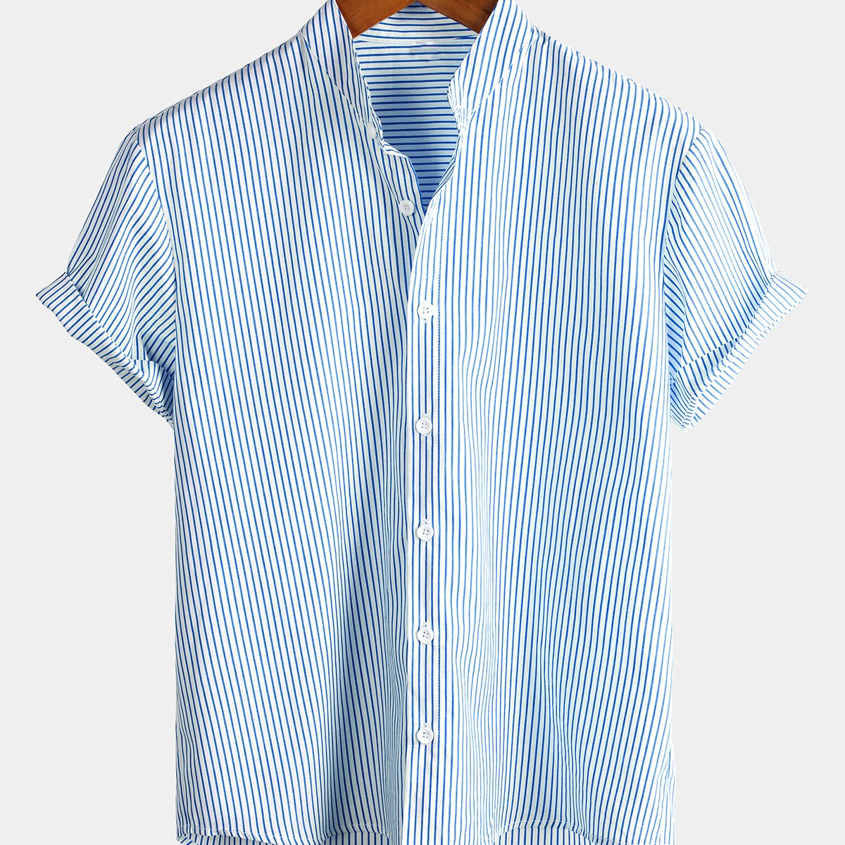 Herren Baumwolle Kurzärmliges Henley-Kragen Hemd