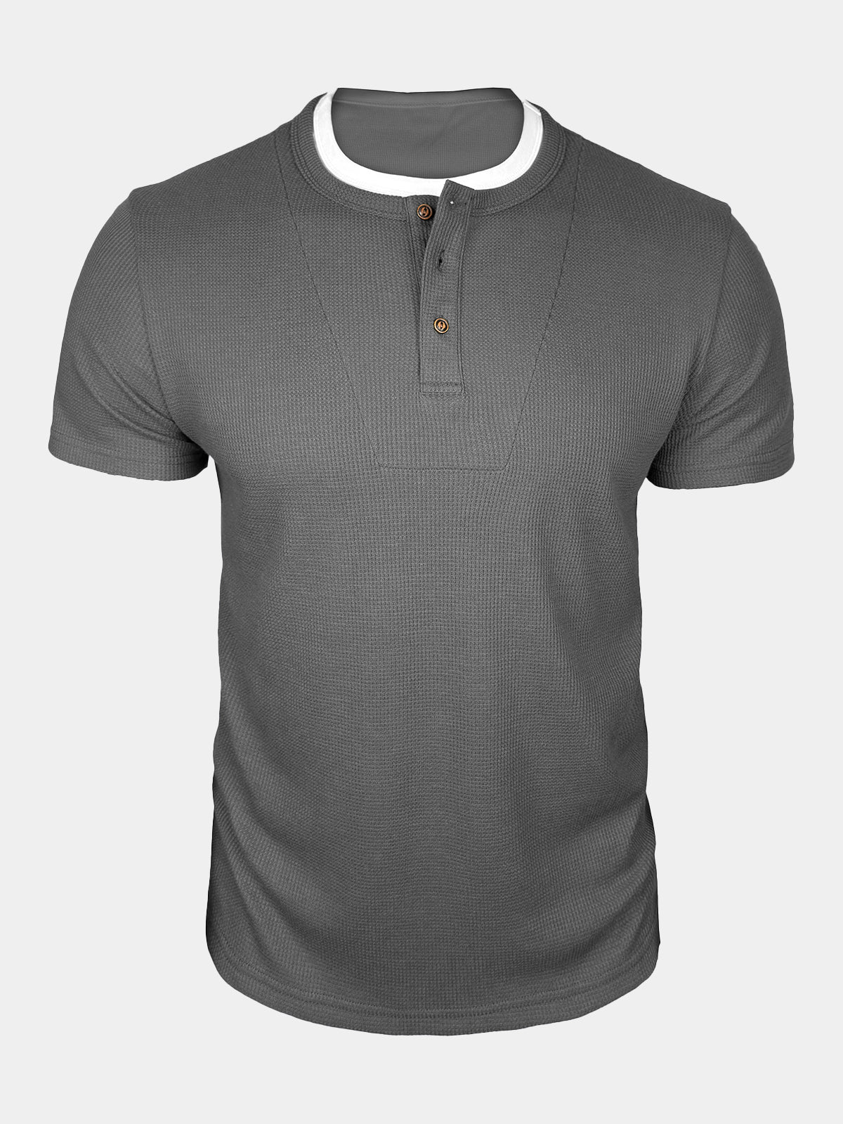 Herren Waffelstrick Henley Kurzarmhemd