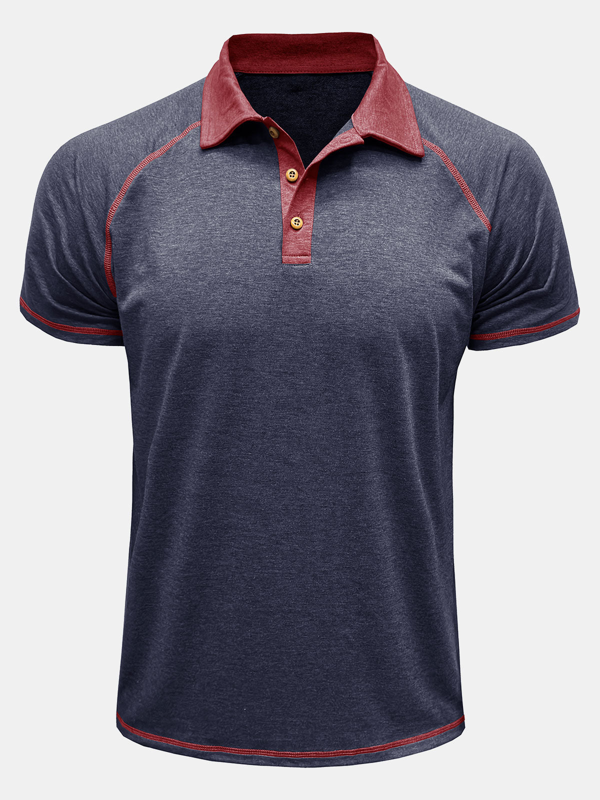 Herren Zweifarbiges Kurzarm-Poloshirt