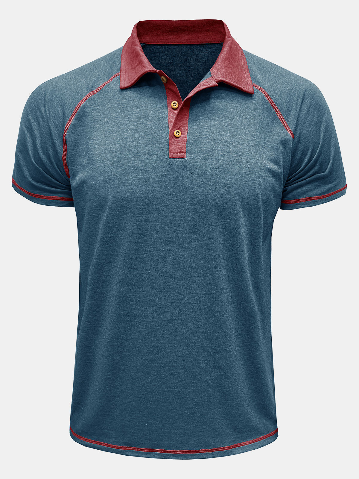 Herren Zweifarbiges Kurzarm-Poloshirt