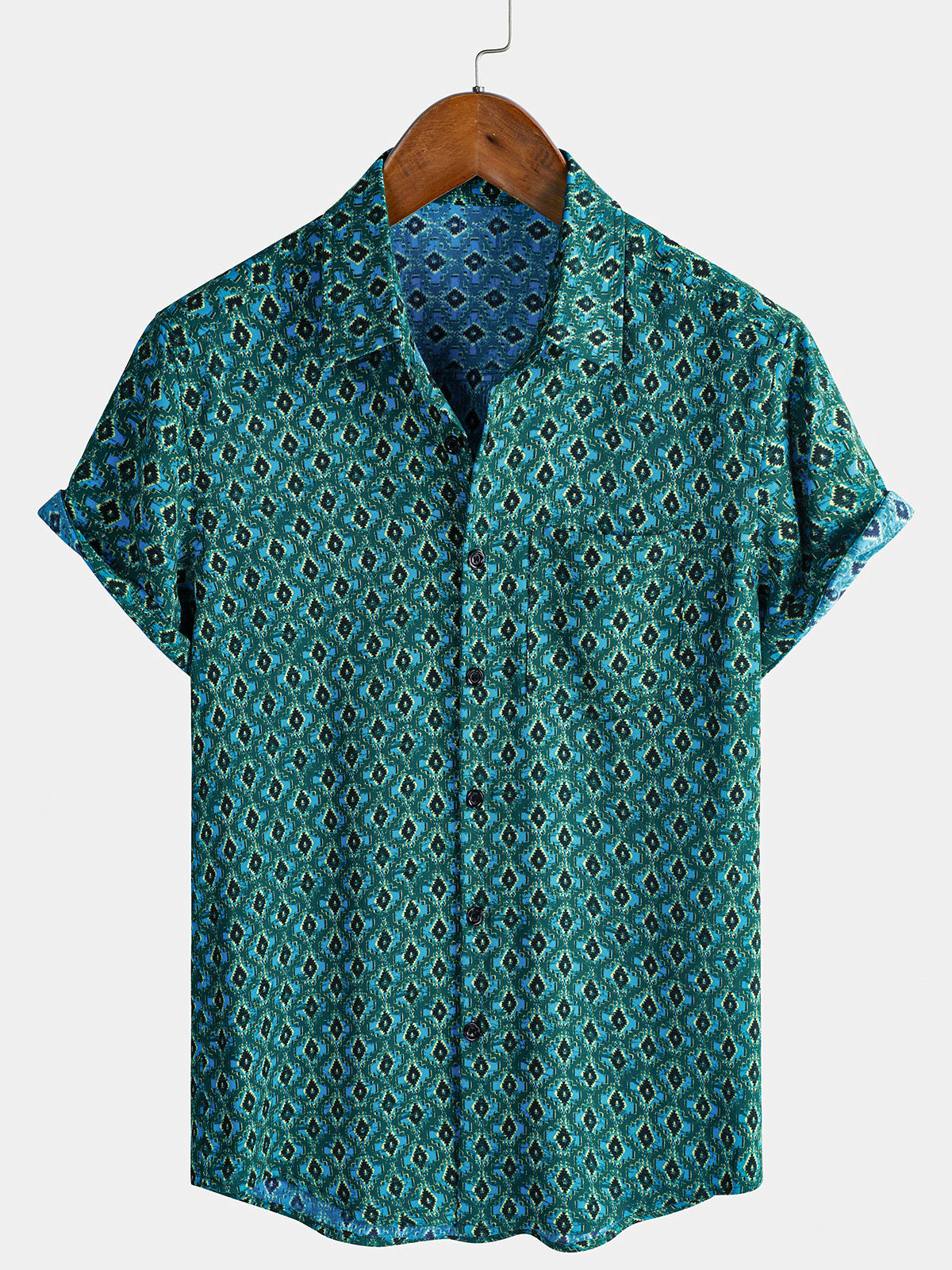 Herren Vintage Urban Geometrie Kurzarmhemd