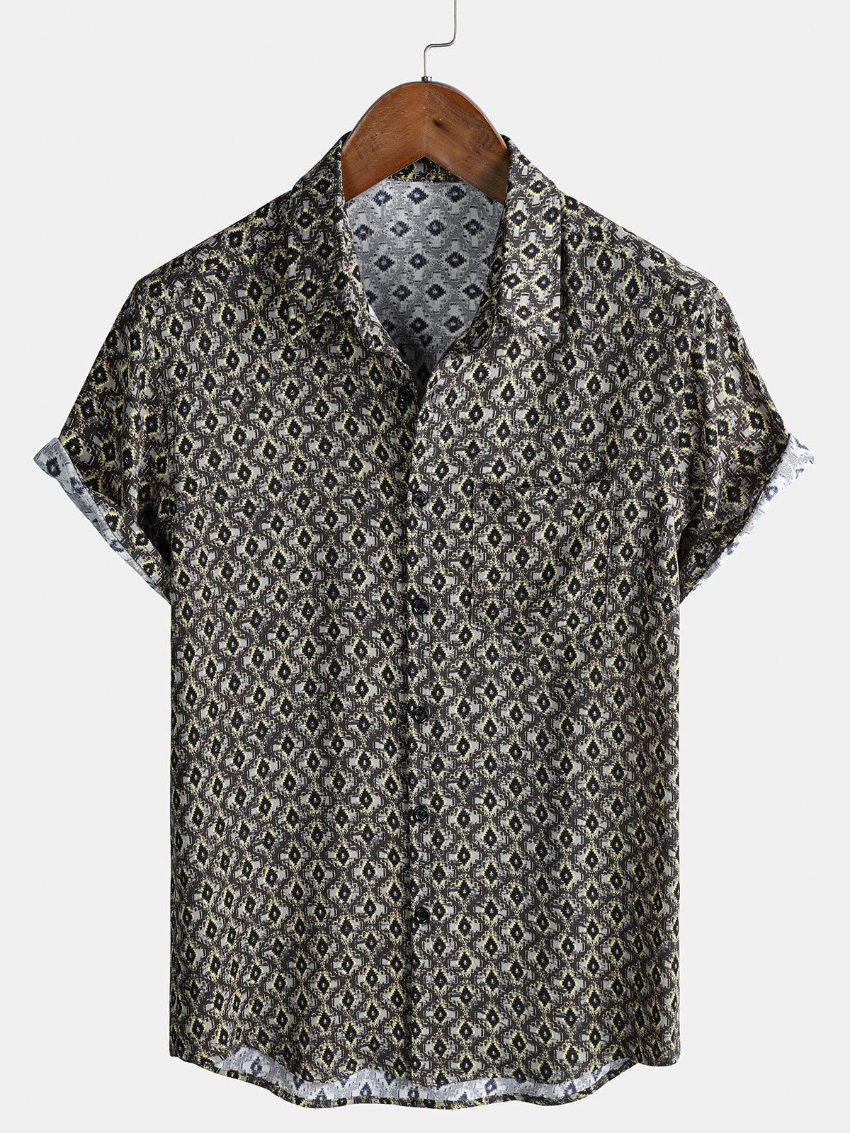 Herren Retro Hawaii Geometrie Kurzarmhemd