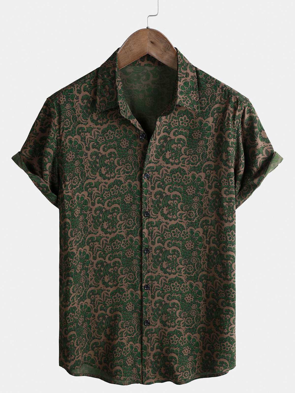 Herren Vintage-Stil Hawaiihemd Grün