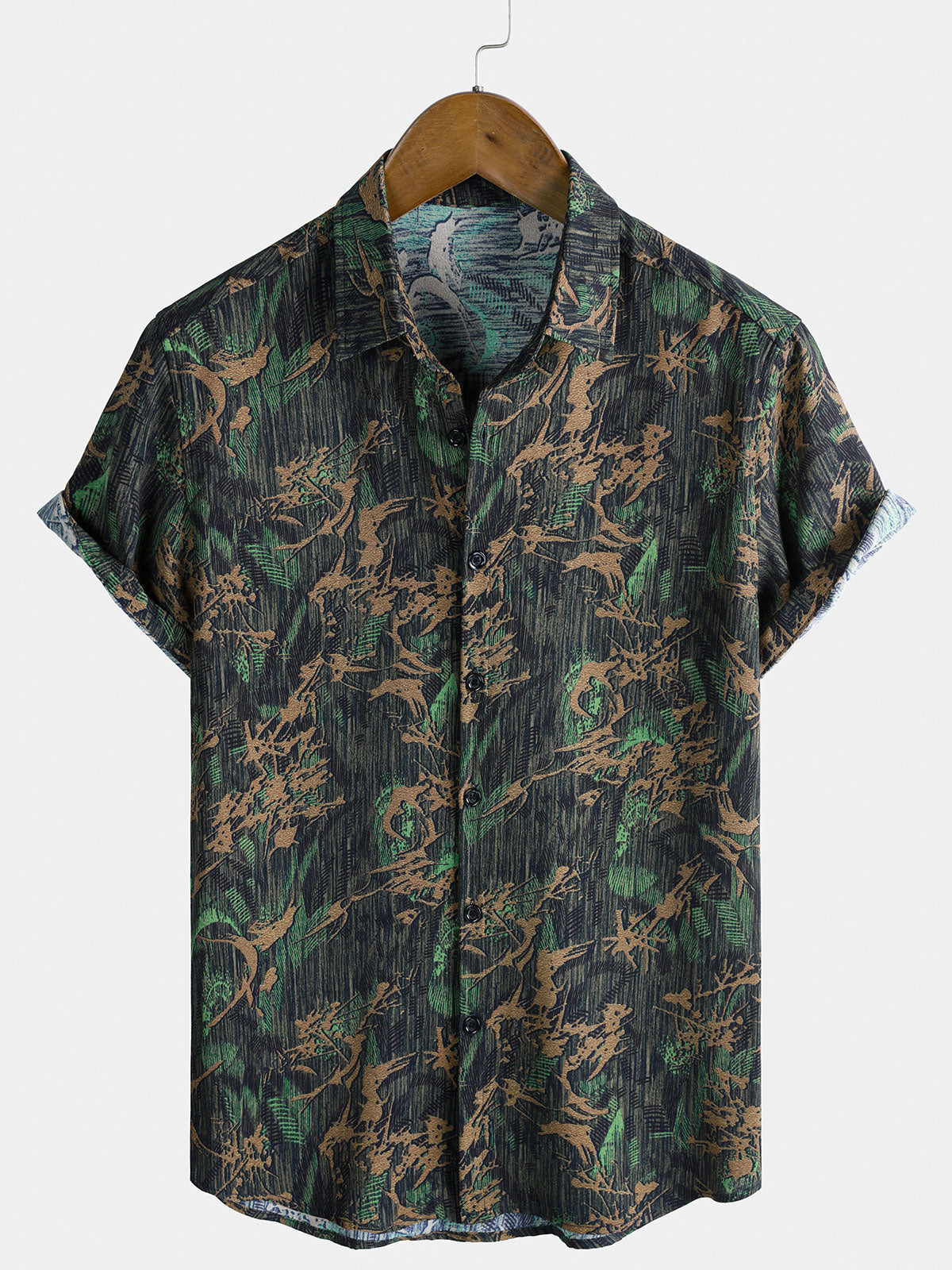 Herren Retro Abstrakt Print Kurzarmhemd