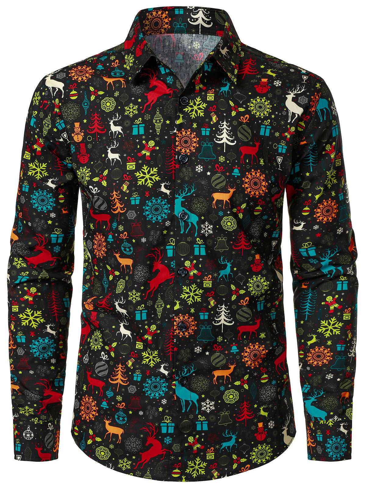 Herren Lustiges Weihnachts-Rentier-Schneeflocken-Langarmshirt