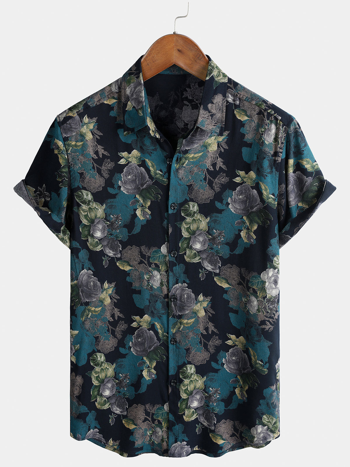 Herren Retro-Blumenmuster Sommerhemd