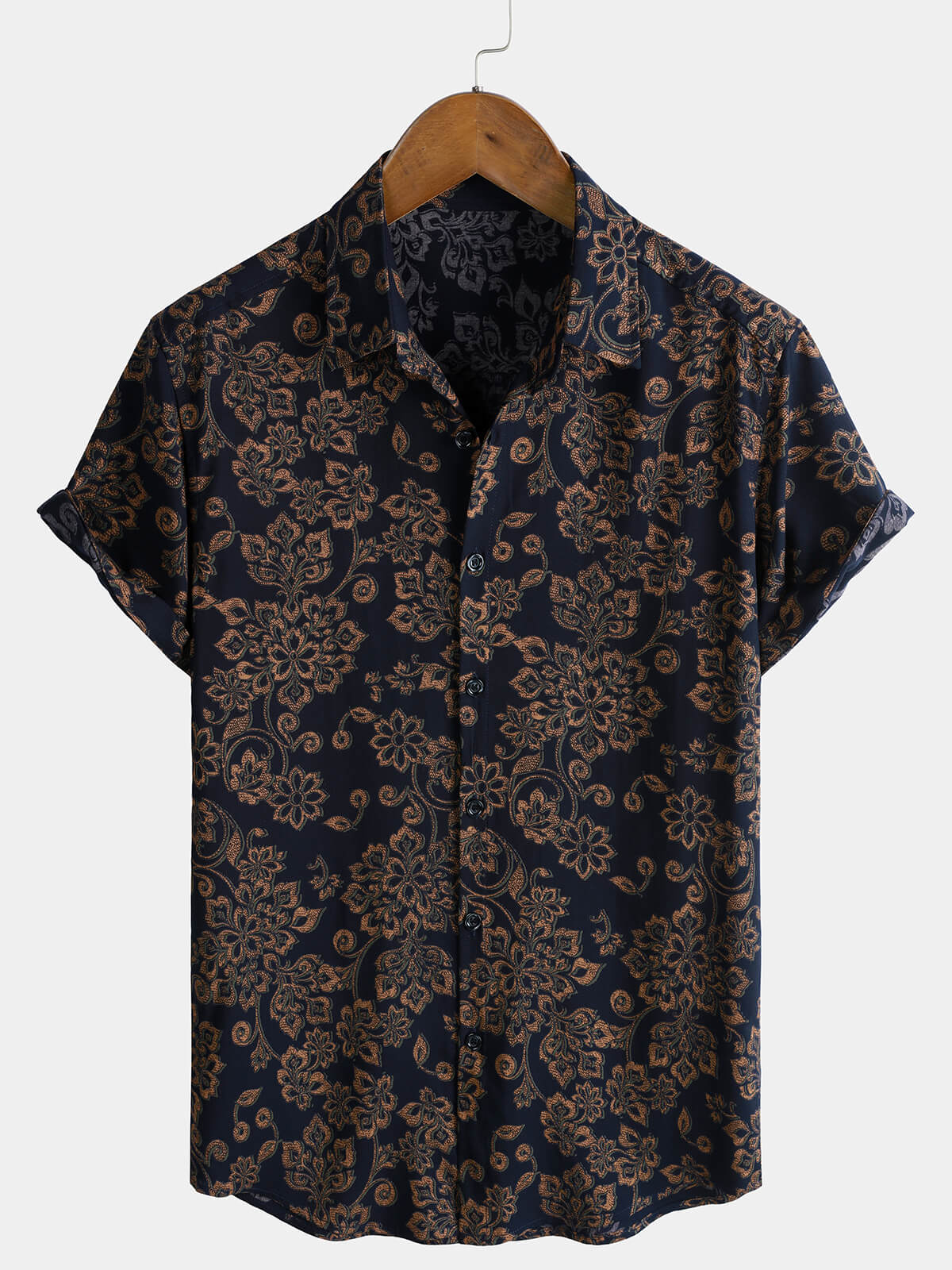 Herren Paisley-Print Kurzen Ärmeln Retro-Boho-Stil Hemd