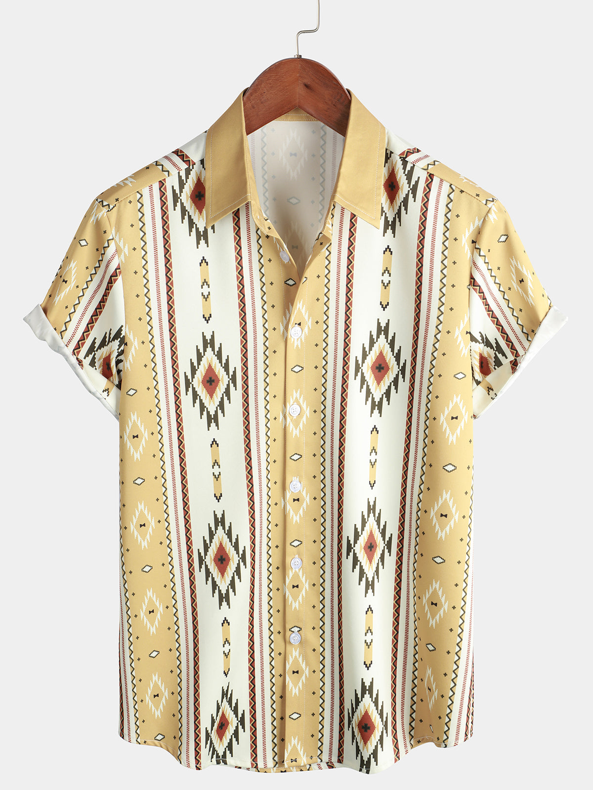 Herren Freizeit Gestreiftes Vintage Kurzarm Hemd