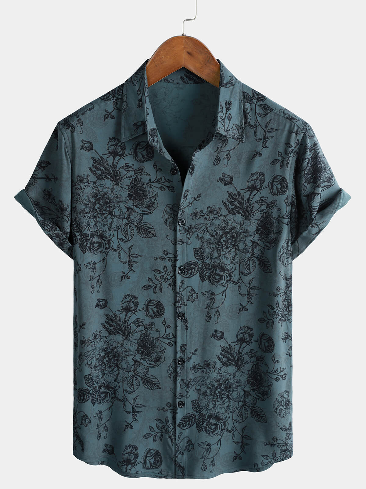 Herren Blumenmuster Vintage-Stil Urlaub Kurzarmhemd