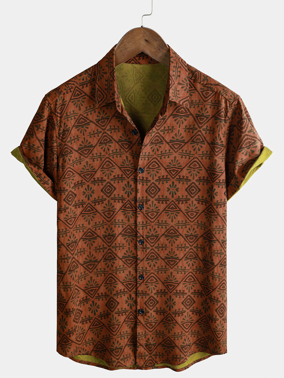 Herren Oranges Tribal Boho Kurzarmhemd