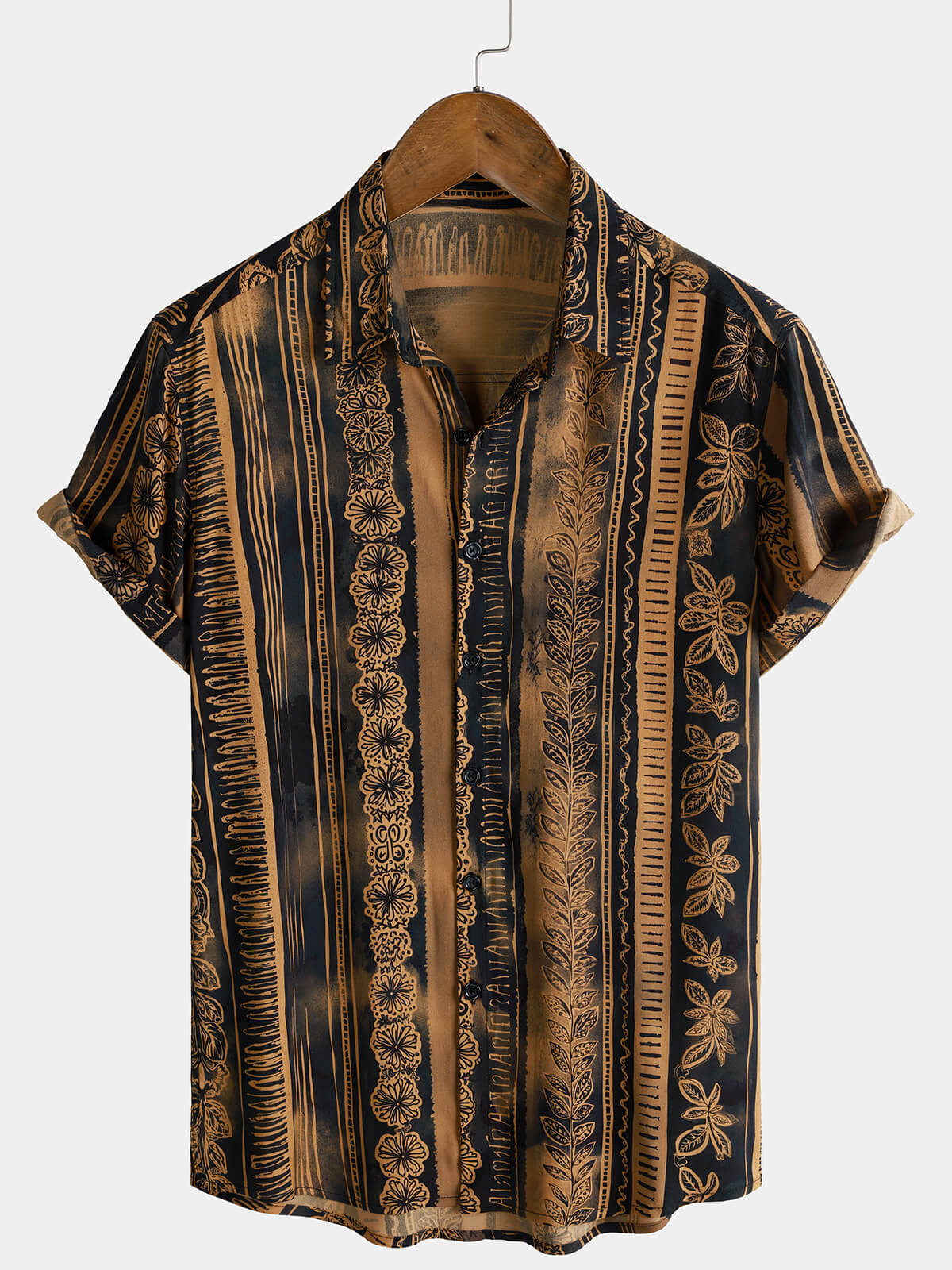 Herren Tribal Blumen Hawaii Kurzarmhemd