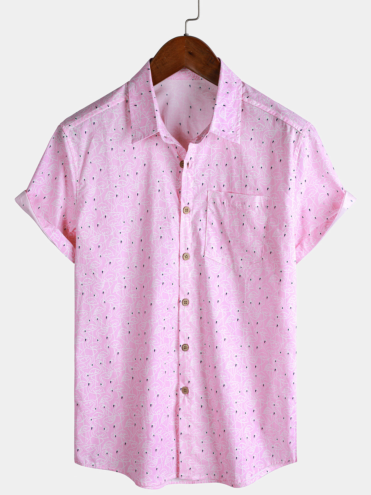 Herren Flamingo Strand Kurzarmhemd