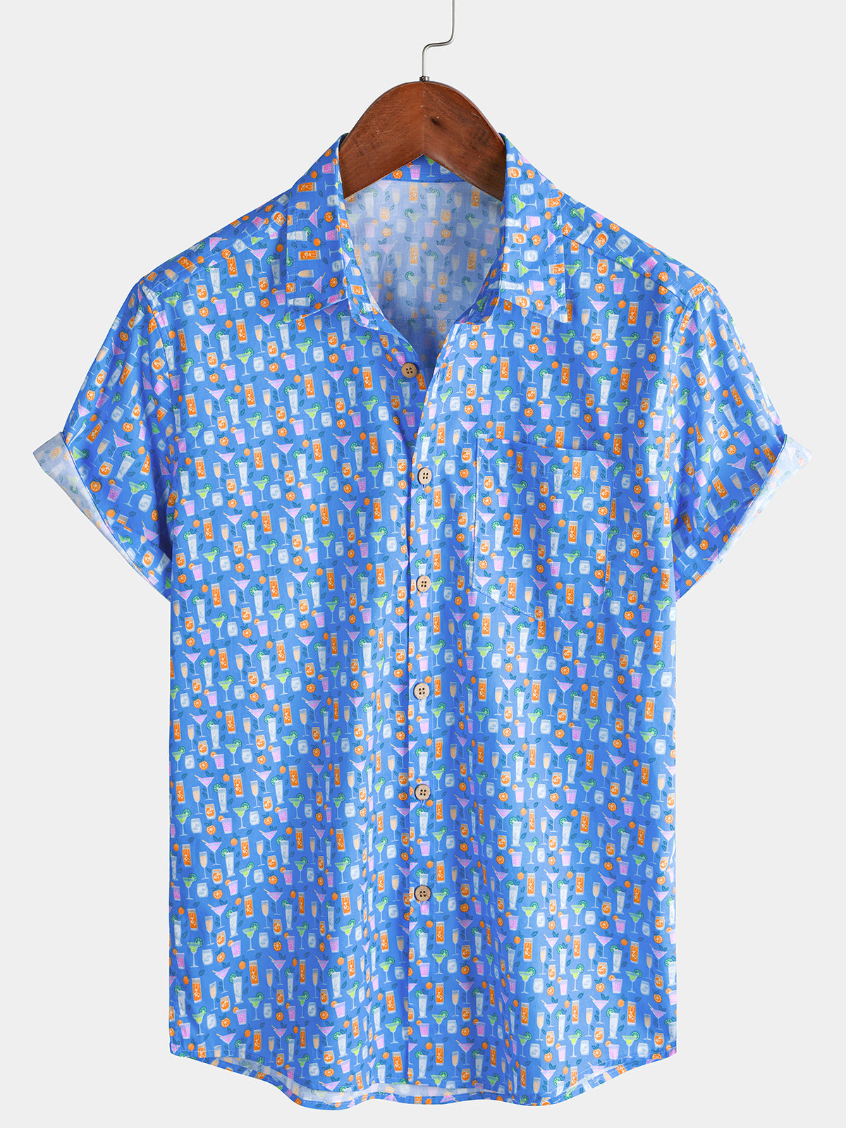 Herren Cocktail Print Sommer Kurzarmhemd