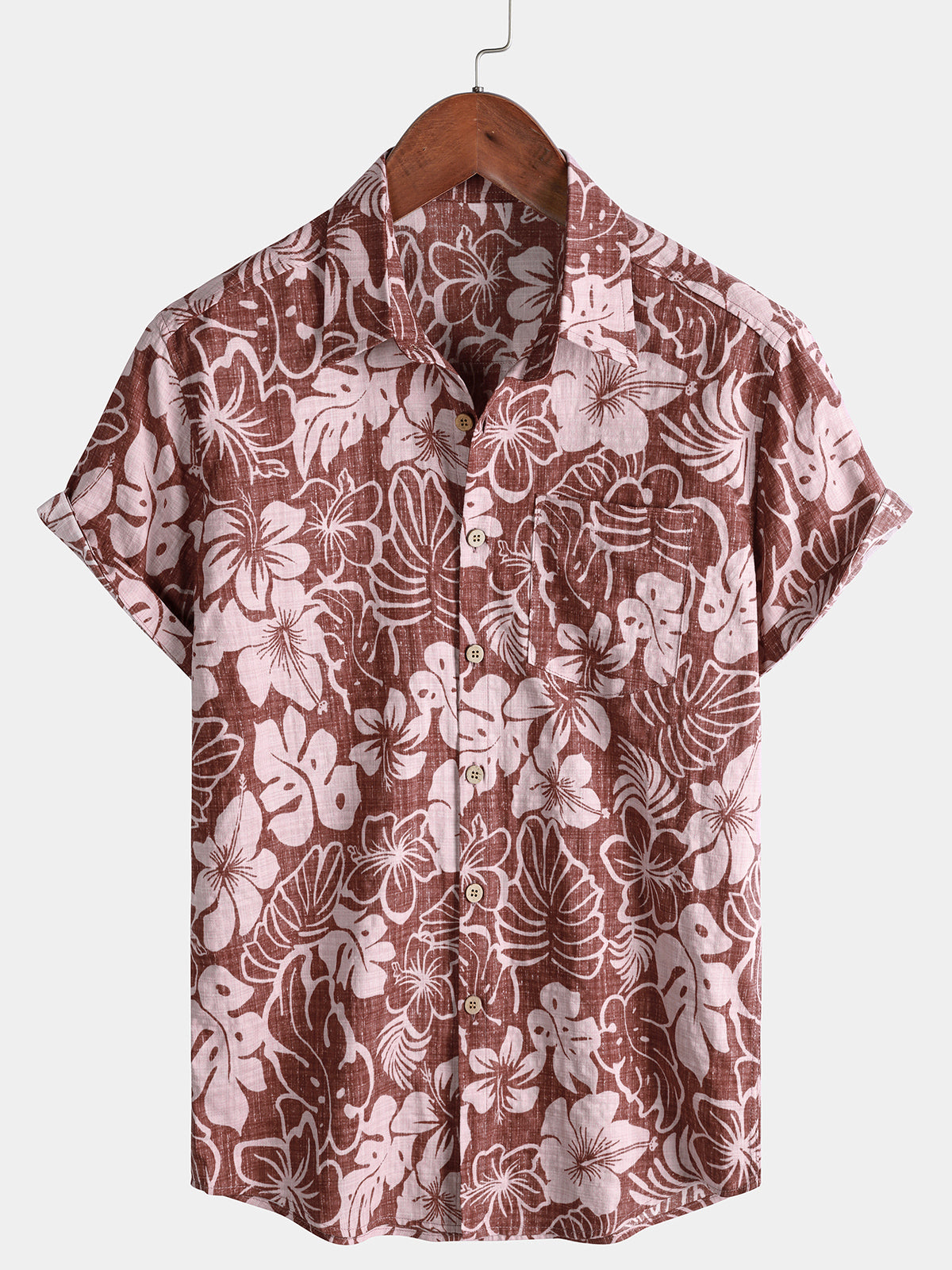 Herren Leichtes Hibiskus Urlaubshemd