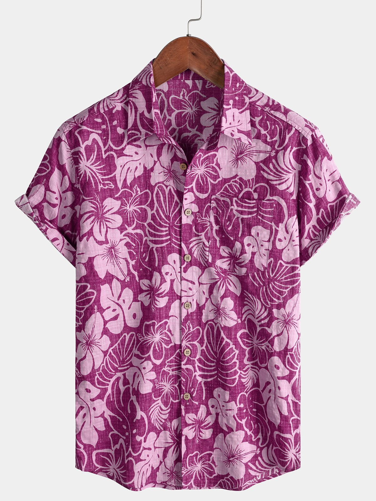 Herren Leichtes Hibiskus Urlaubshemd
