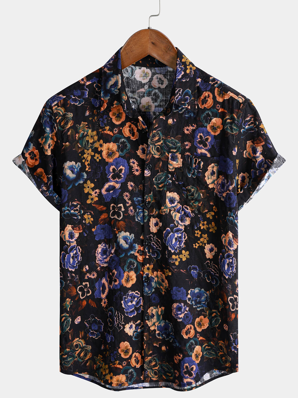 Herren Blumenmuster Vintage-Boho-Stil Kurzarmhemd