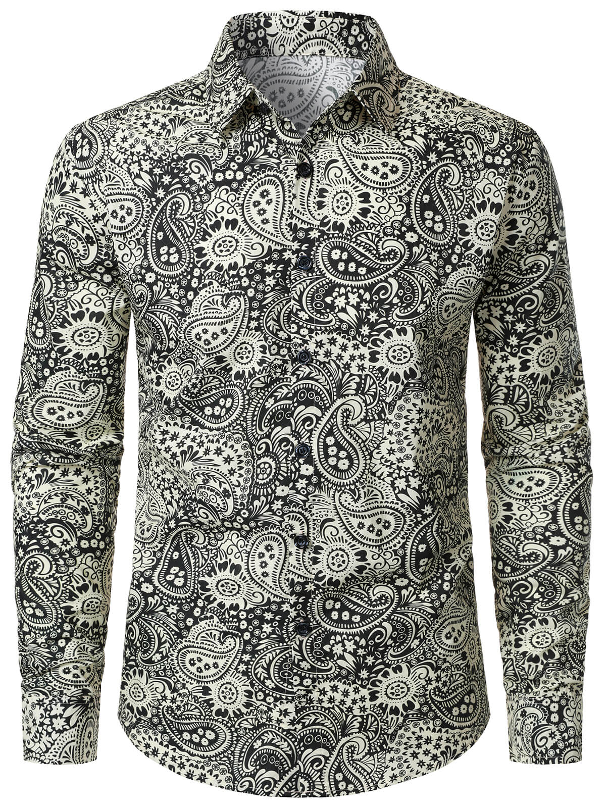 Herren Baumwolle Vintage-Paisleymuster Langarmhemd