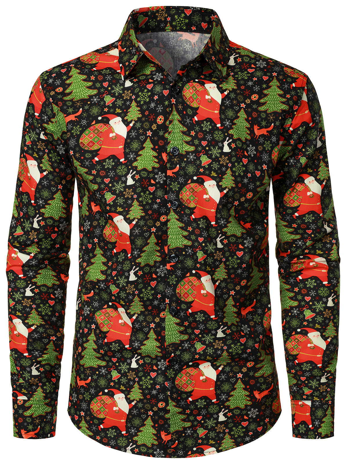 Herren Baumwolle Vintage Weihnachtsmann Langarmhemd