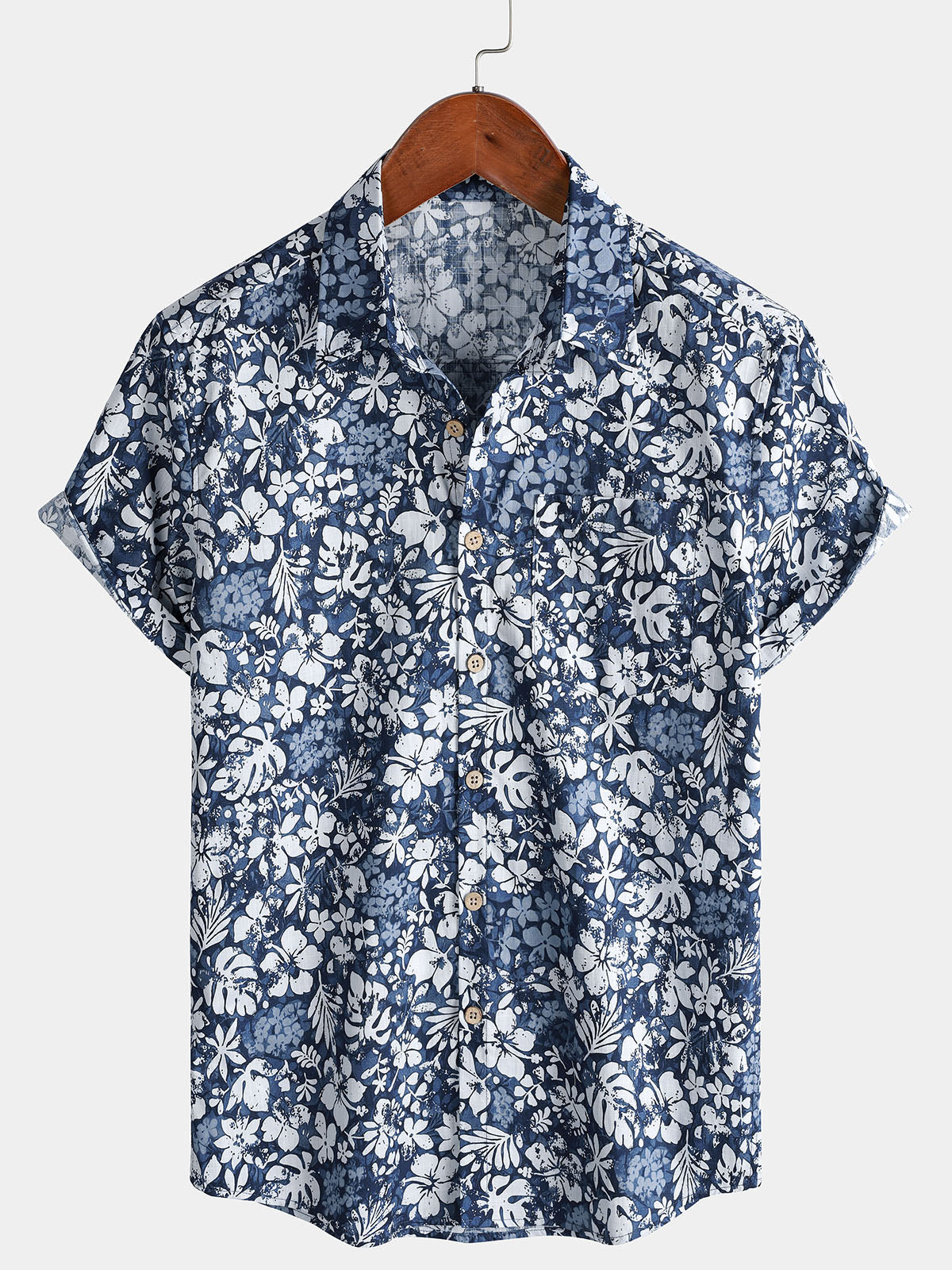 Herren Baumwolle Blumenmuster Hemd