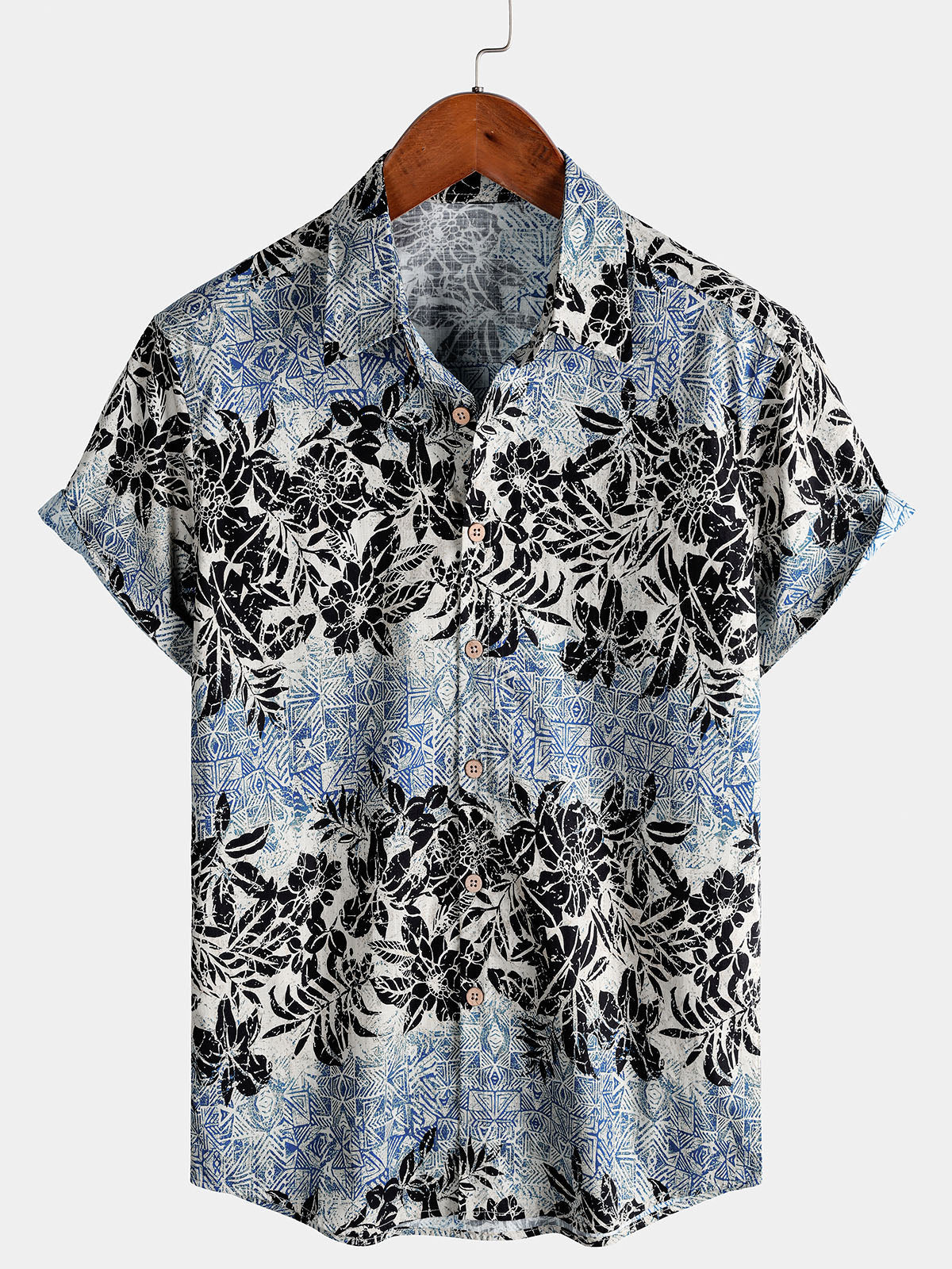 Herren Baumwolle Boho Vintage Hemd