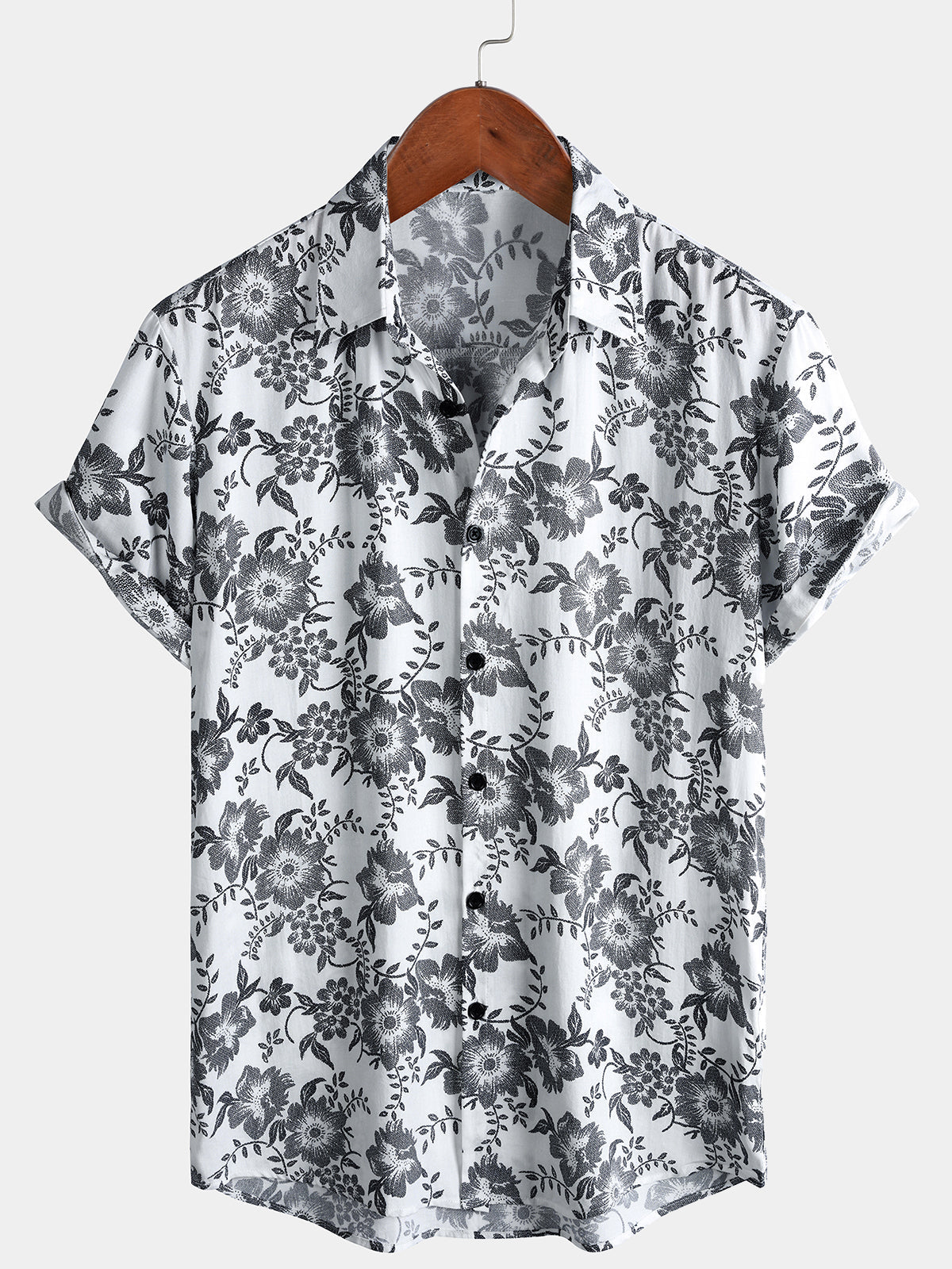 Herren Sommerhemd Kurzarm – Vintage Blumenmuster