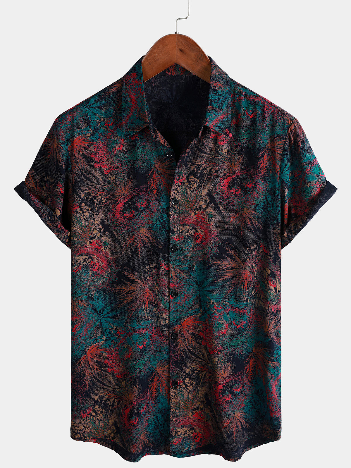 Herren Kurzarmhemd – Retro Tropen-Print