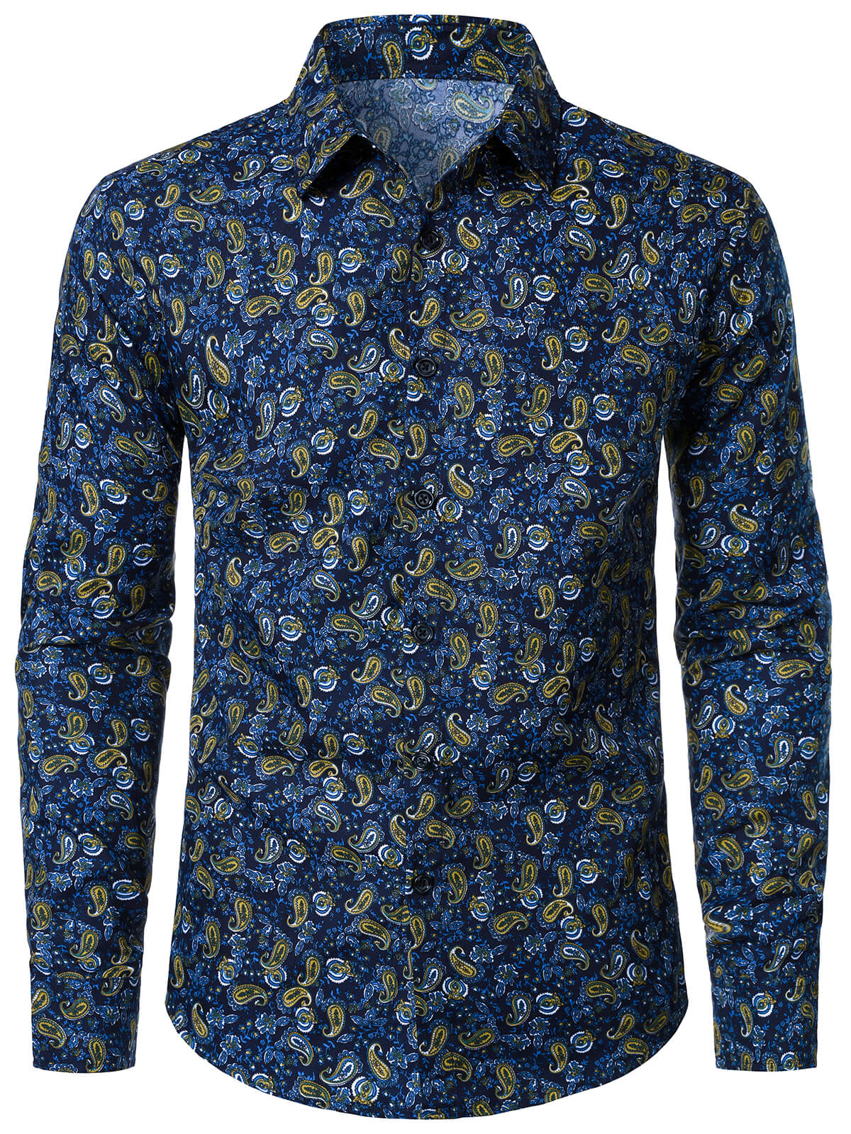 Herren Retro-Paisley Muster Langarm Hemd