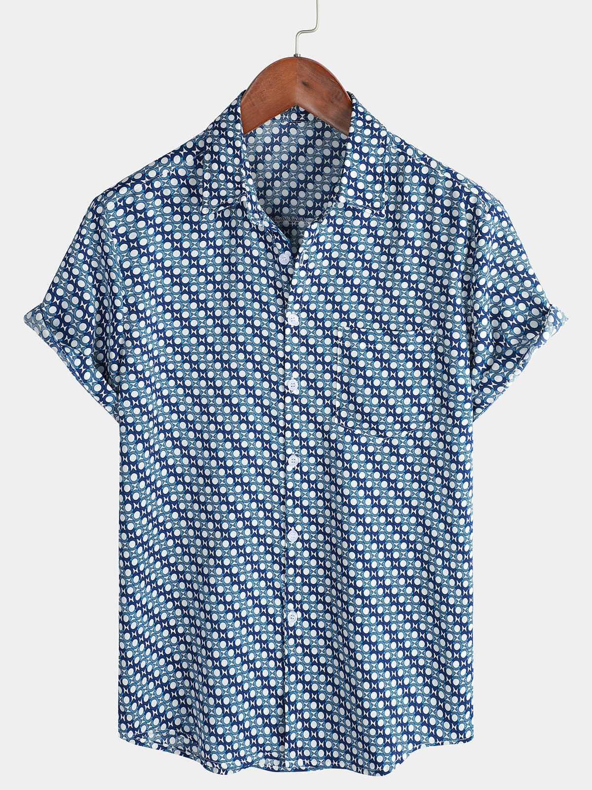 Herren Kurzarmhemd mit Print Blau