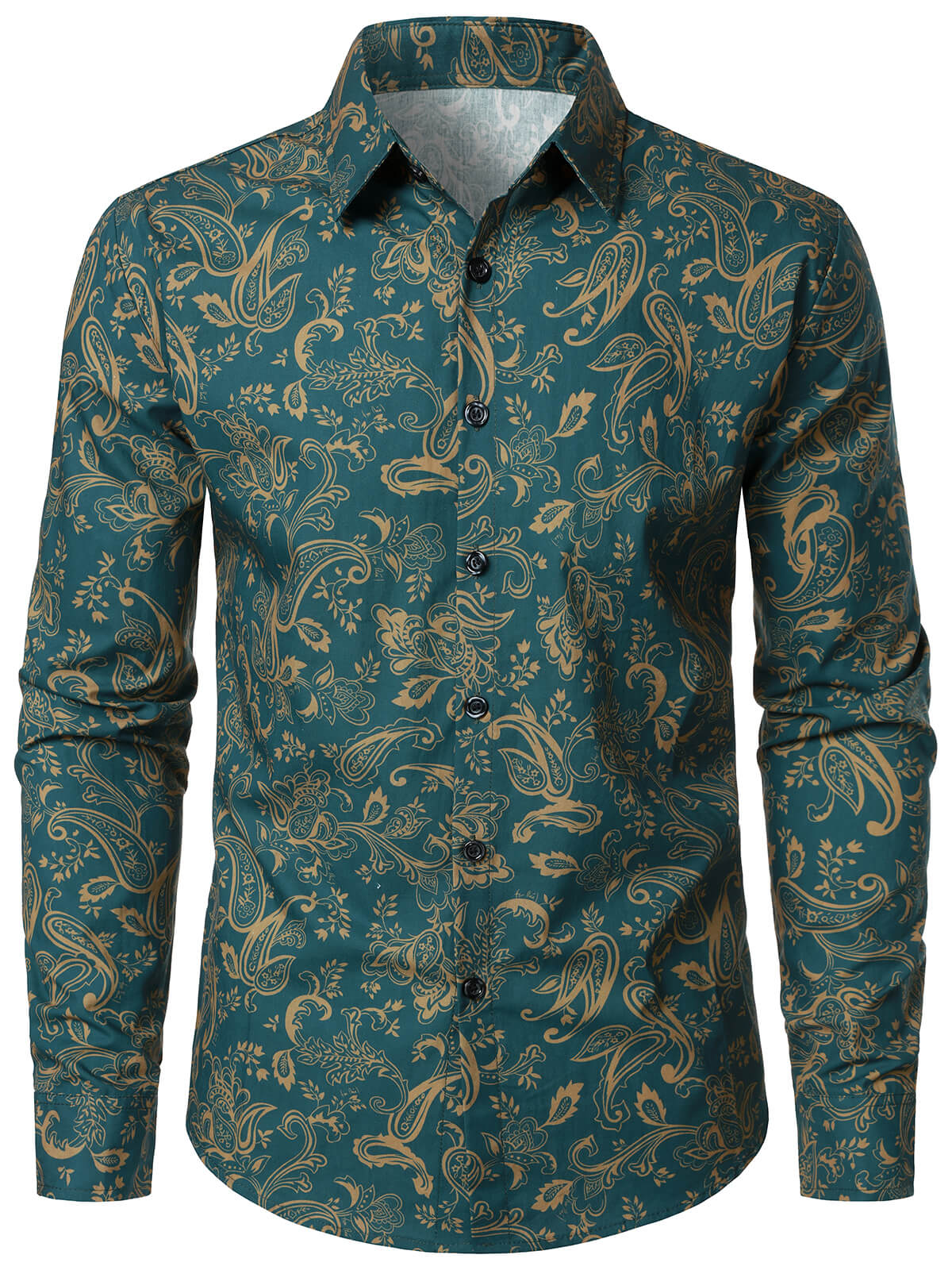 Herren Baumwolle Paisley-Muster Langarmhemd