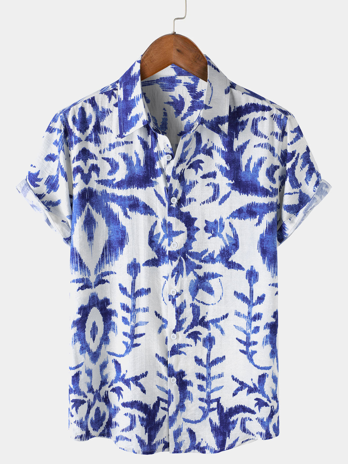 Herren Retro-Print Sommer Kurzarmhemd