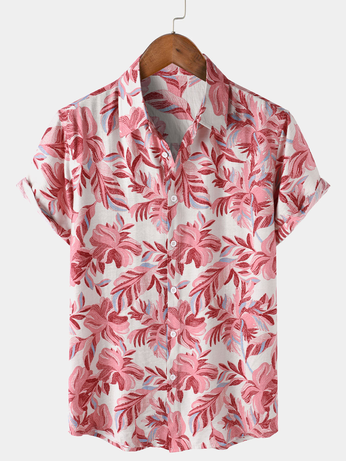 Herren Hawaii-Stil Tropischem Blumenmuster Kurzarmhemd