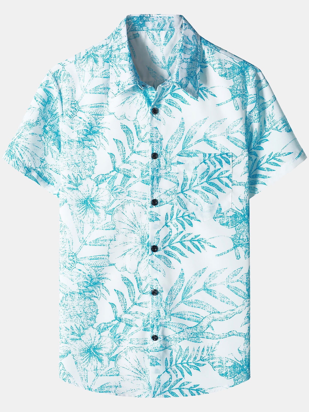 Herren Blaues Hawaiihemd mit tropischem Print