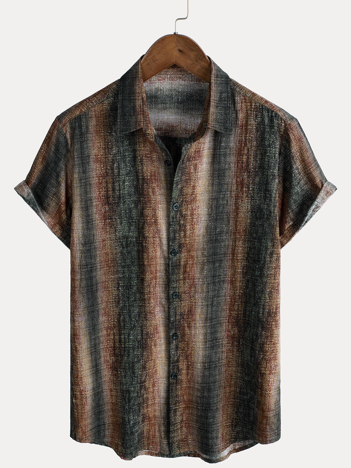 Herren Kurzarmhemd mit Retro-Streifenmuster