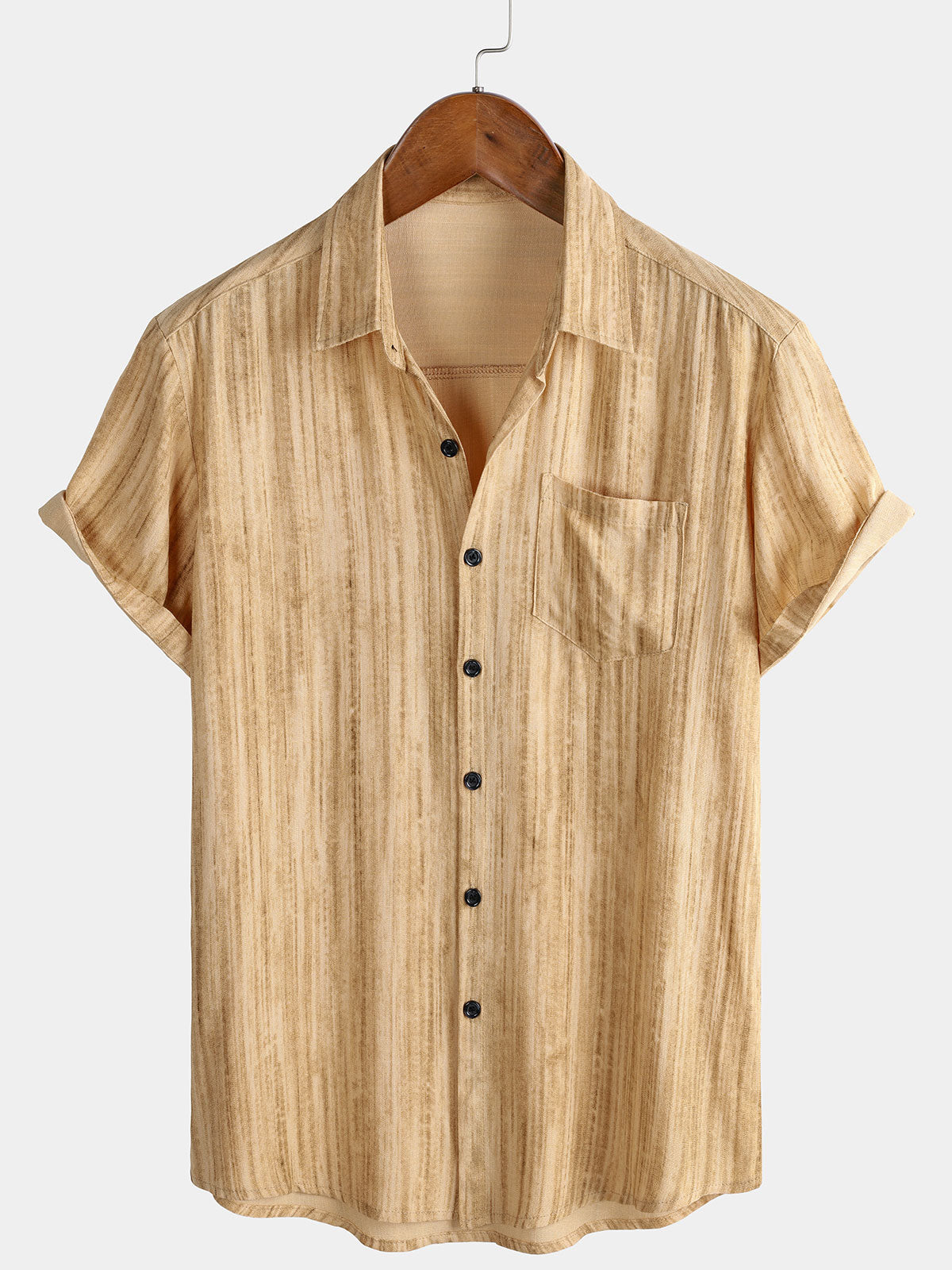 Herren Kurzarmhemd mit Khaki Streifen