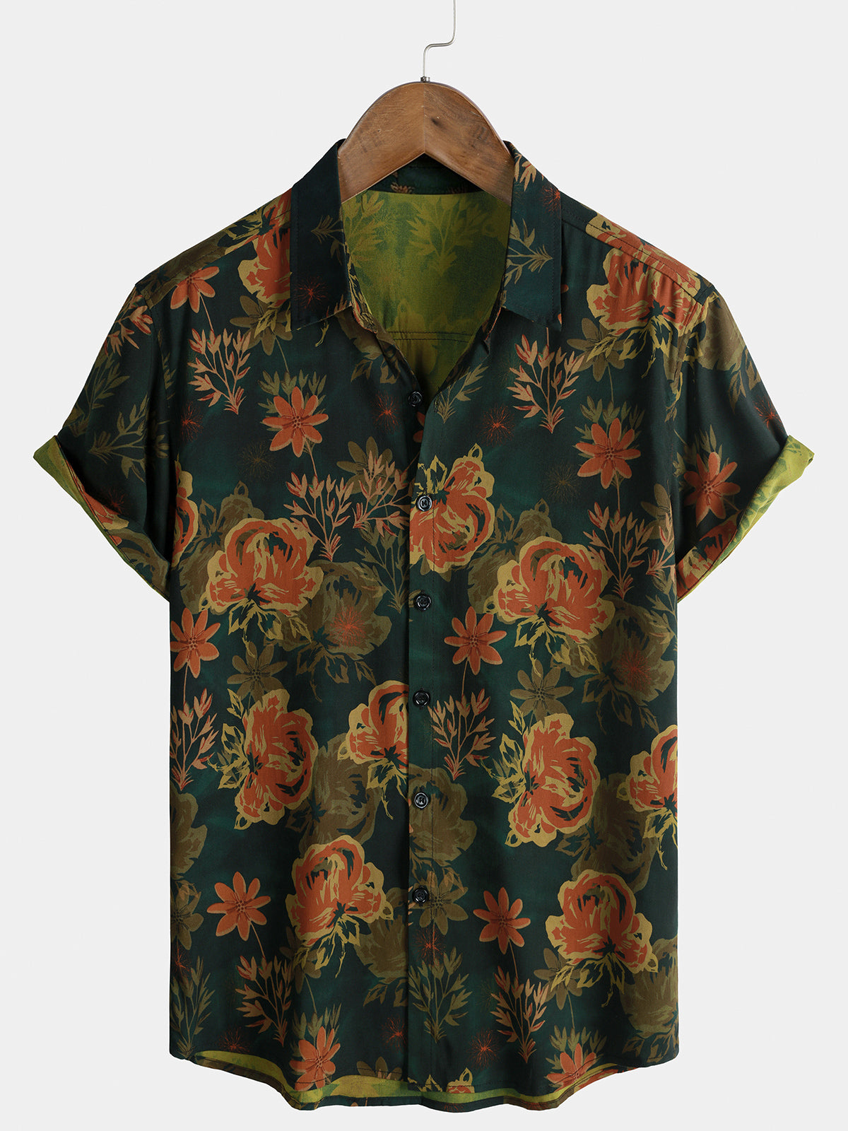 Herren Vintage-Stil Blumenmuster Sommerhemd