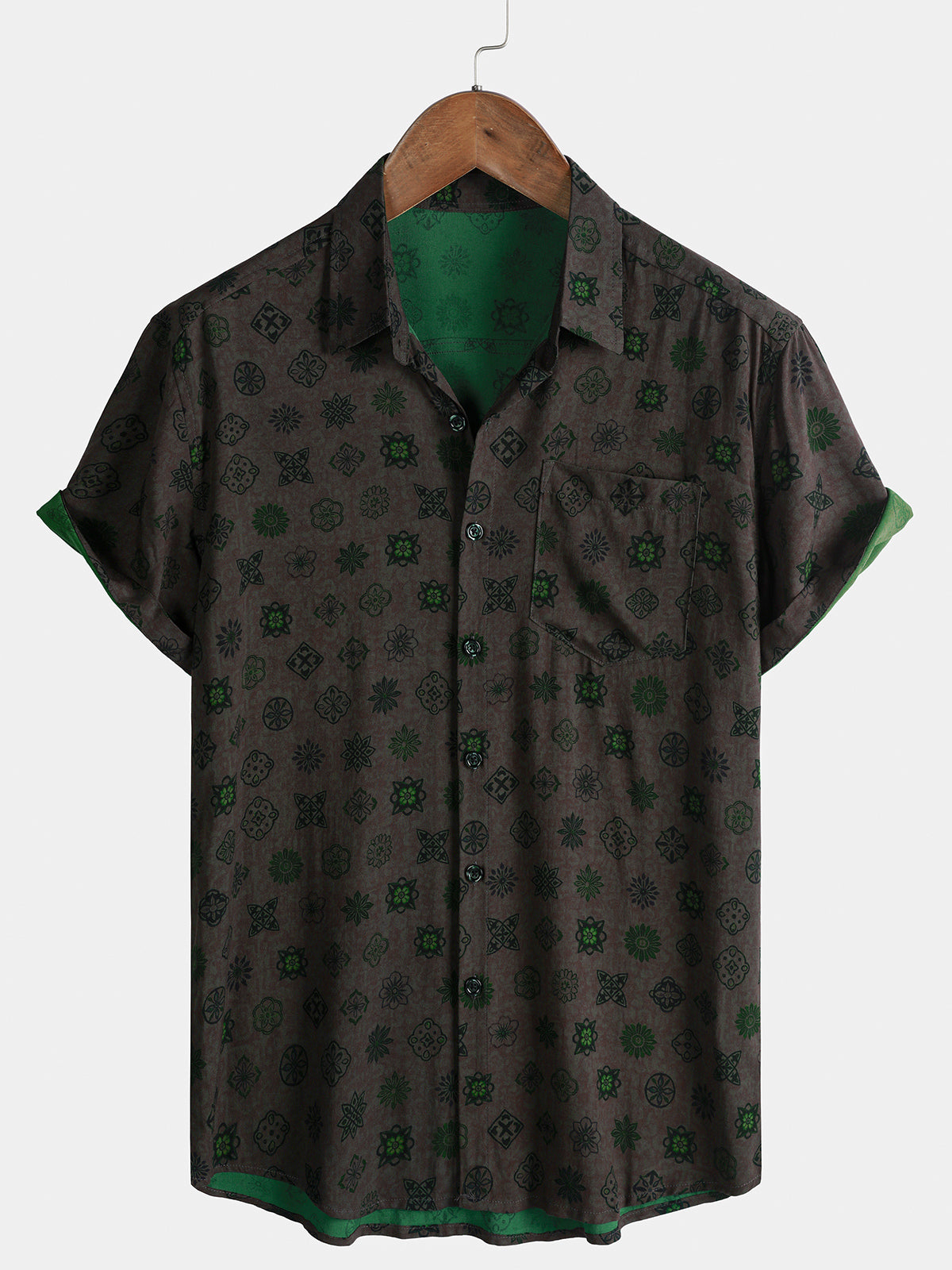 Herren Abstraktem Muster Lässiges Retro-Kurzarm Hemd