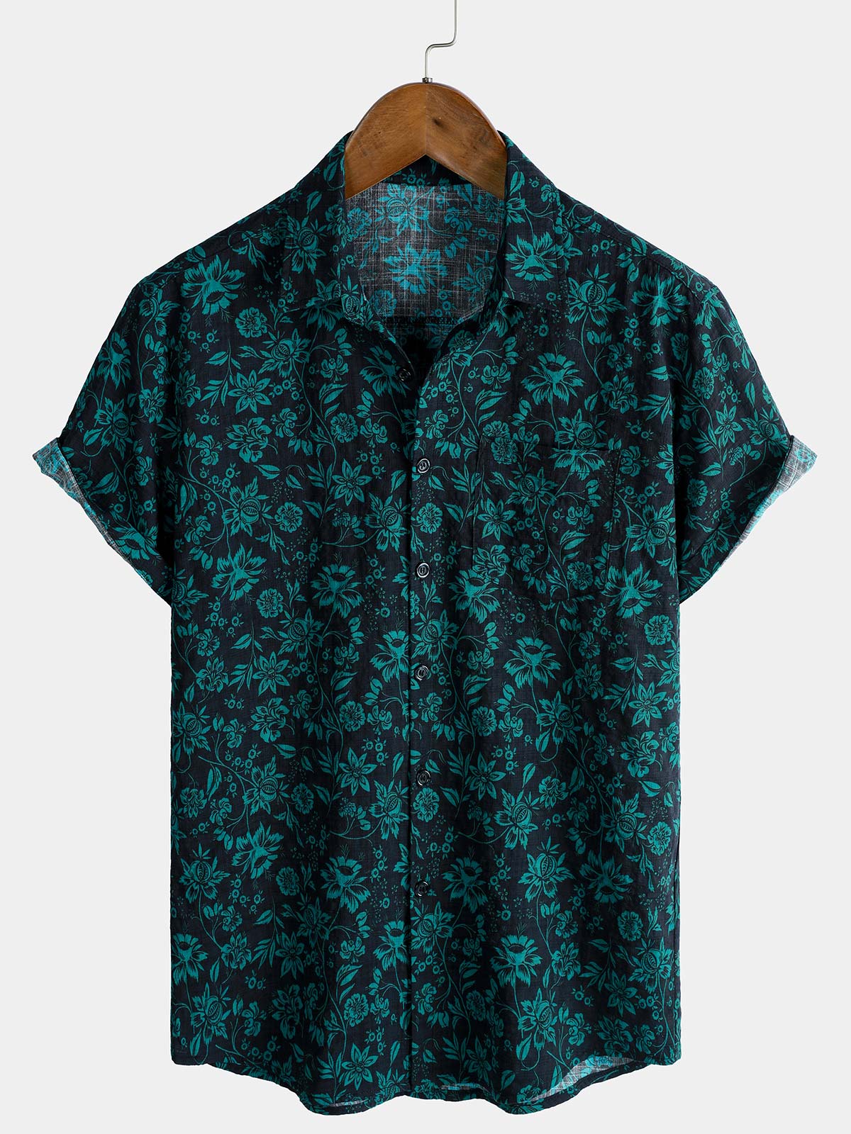 Herren Resort-Hemd mit Botanischem Print – Kurzarm Hawaii-Style