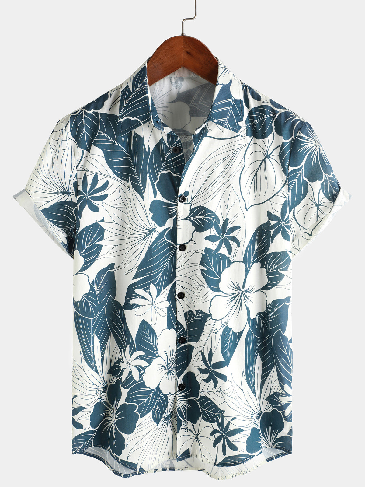 Herren Hemd aus Baumwolle mit Hawaii-Blumenmuster