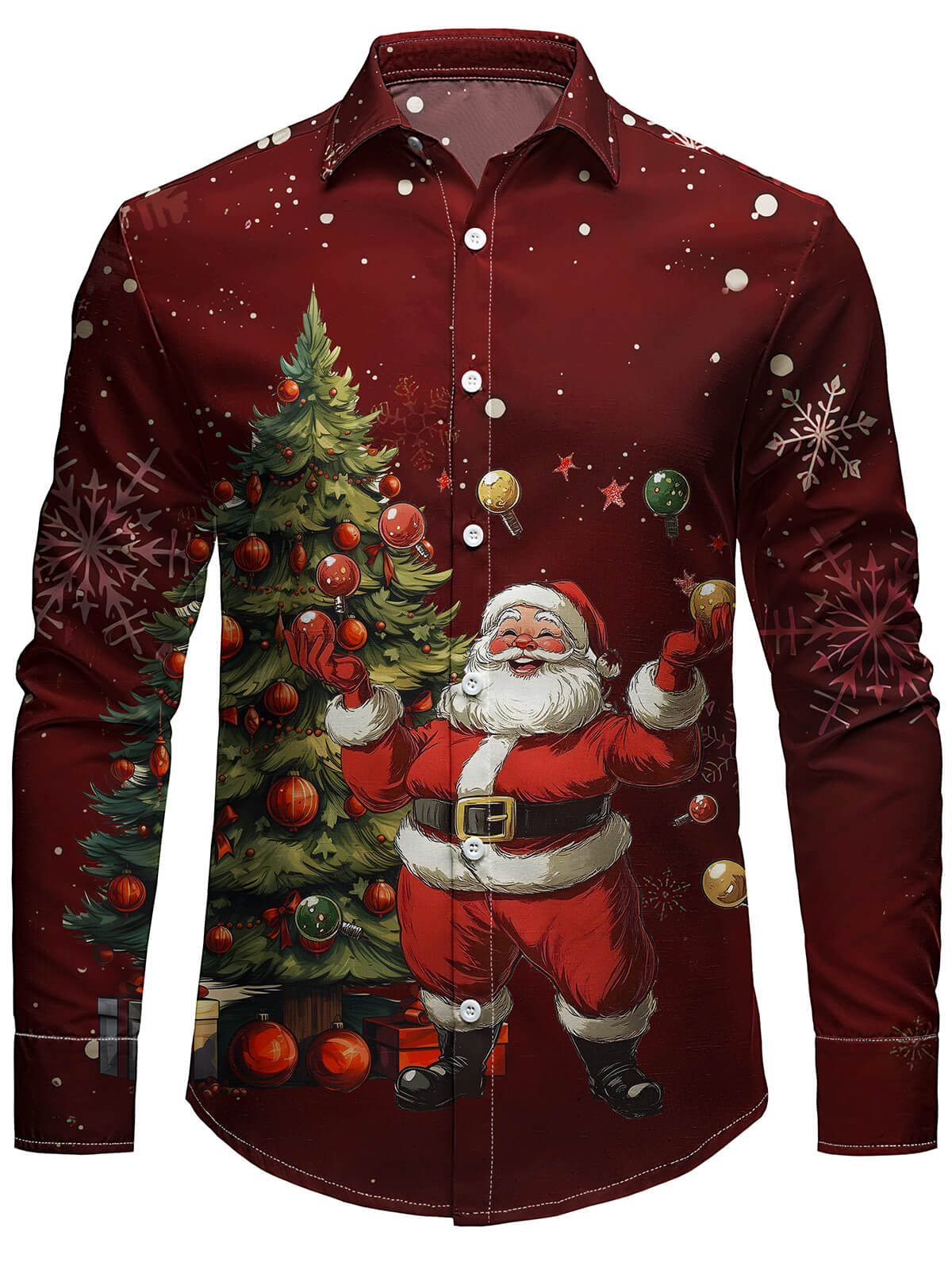Herren Weihnachts Langarmshirt mit Weihnachtsbaum und Weihnachtsmann