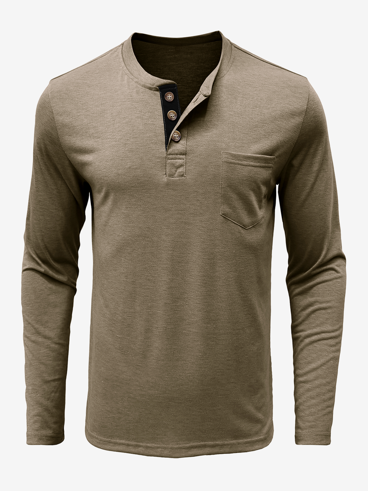 Herren Langarm-T-Shirt mit Henley-Kragen