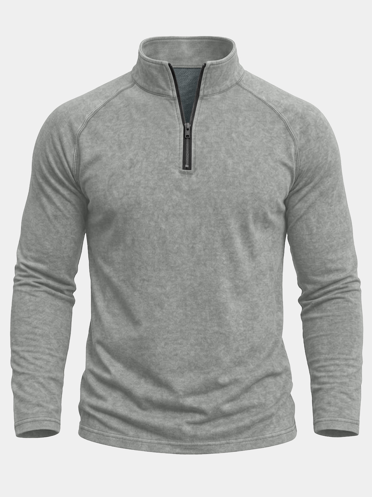 Herren Grau Raglanärmeln Baumwolle Viertelreißverschluss Sweatshirt