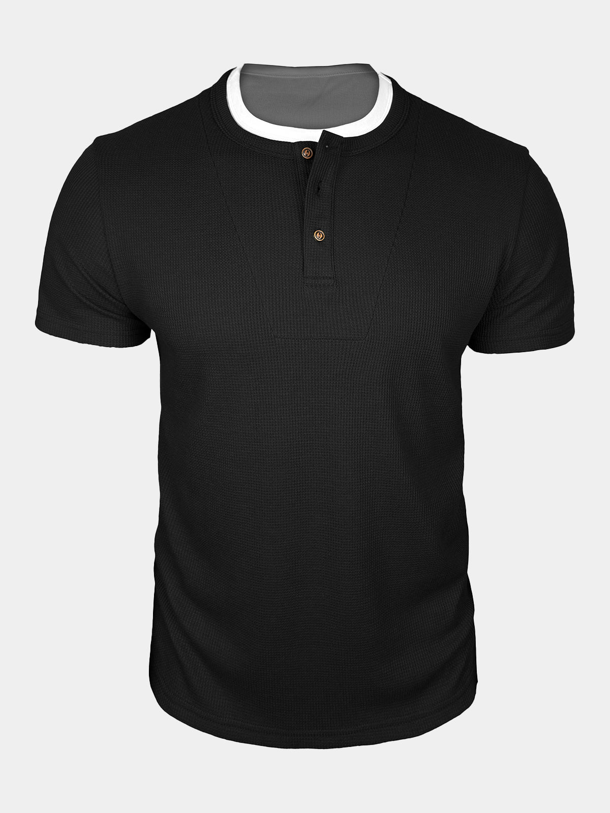 Herren Waffelstrick Henley Kurzarmhemd