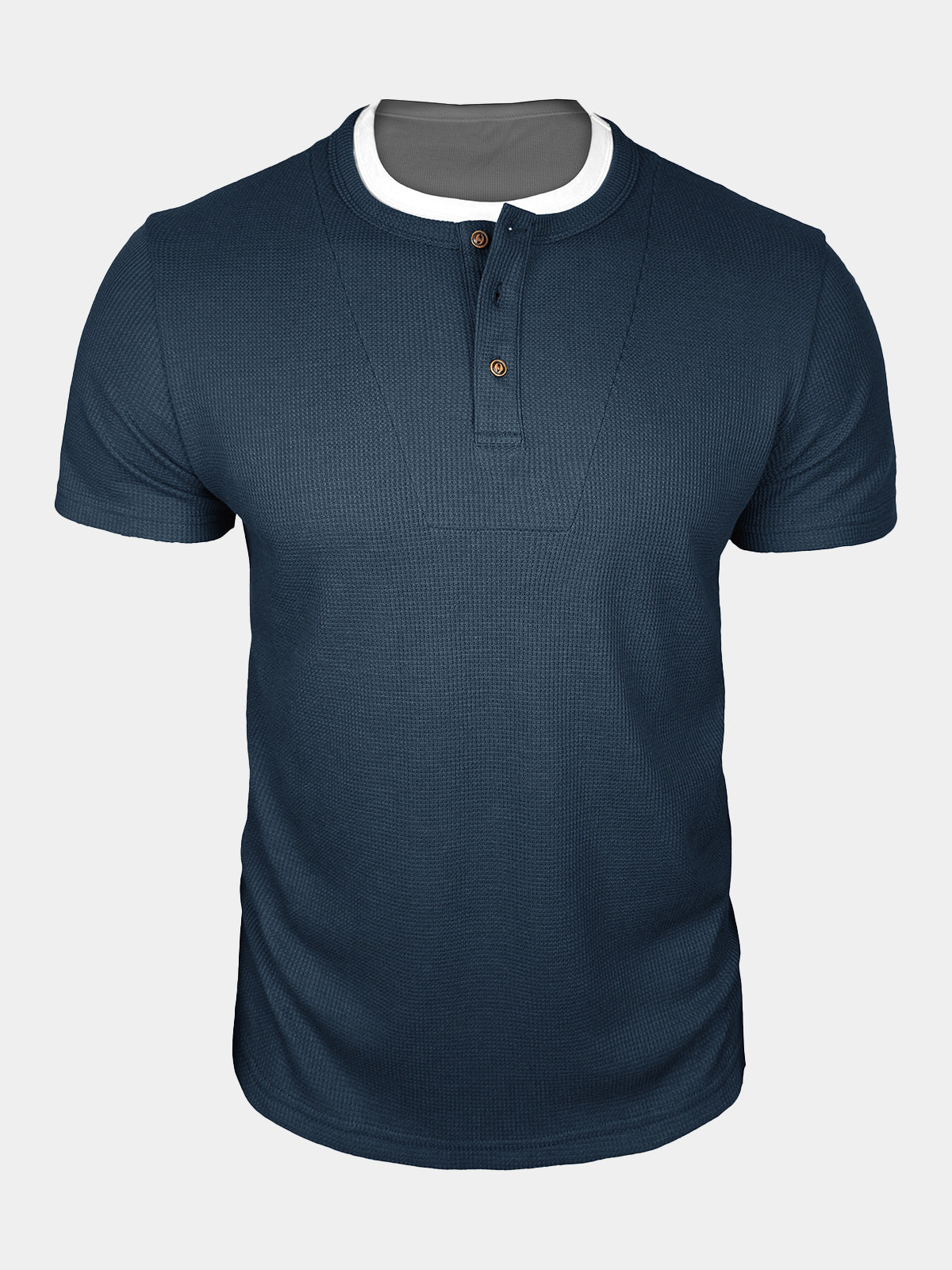 Herren Waffelstrick Henley Kurzarmhemd