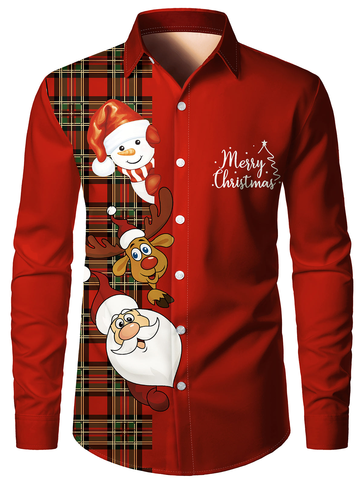 Herren Schneemann und Rentier Weihnachts-Shirt