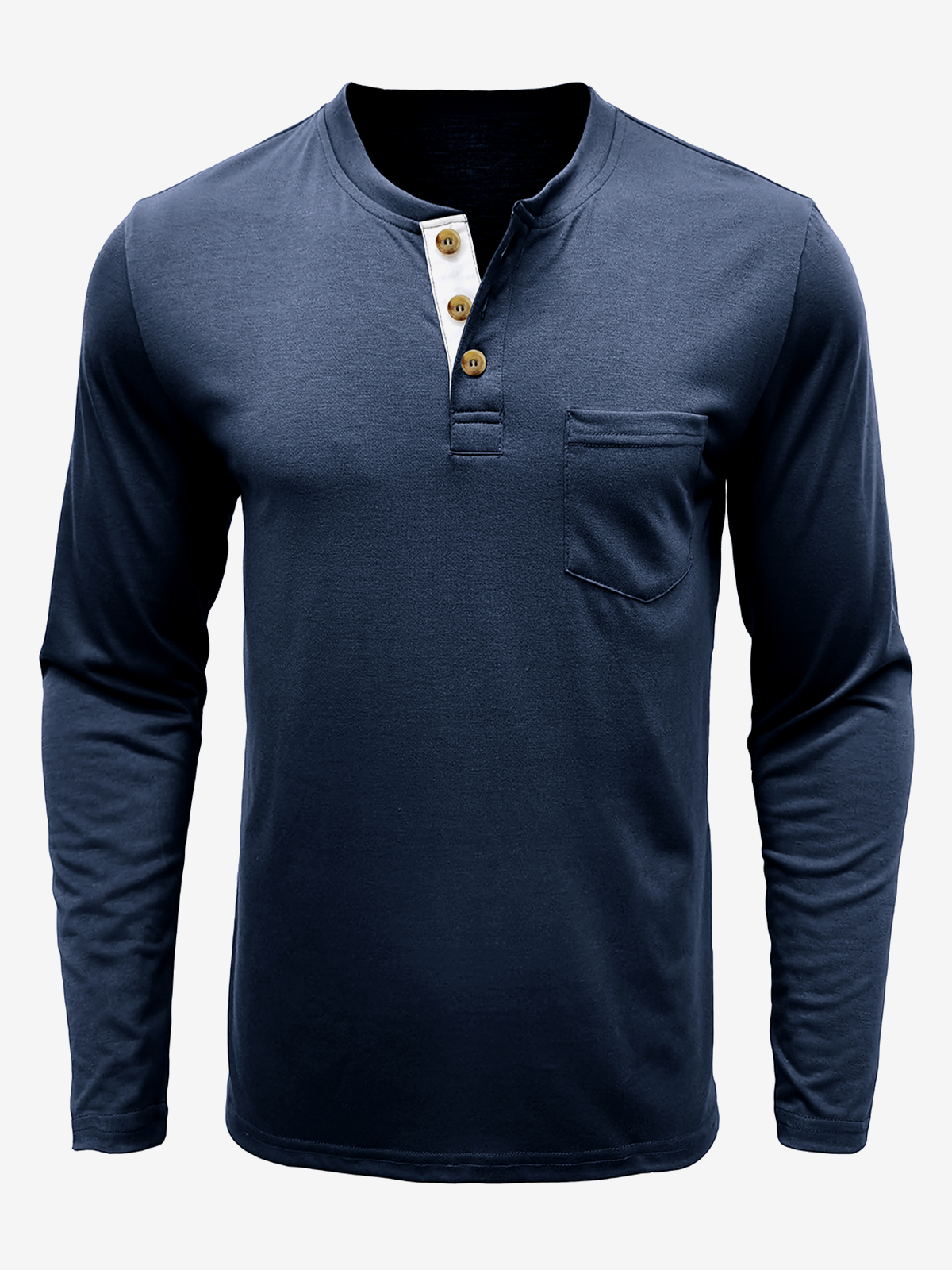 Herren Langarm-T-Shirt mit Henley-Kragen